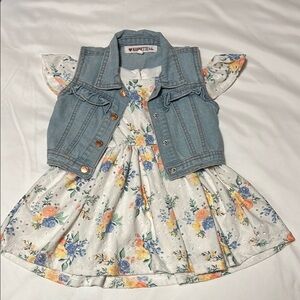 Nannette Kids 2-piece Denim Vest with Floral Dress girl 3T